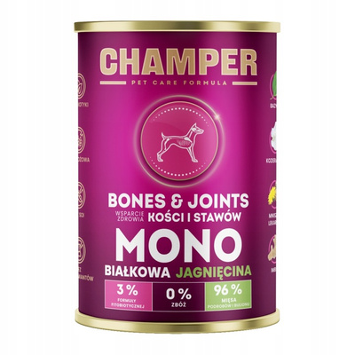 Champer Bones & Joints 400g Monobiałkowa Mokra Karma Dla Psa z Jagnięciną Wsparcie Zdrowia Kości i Stawów