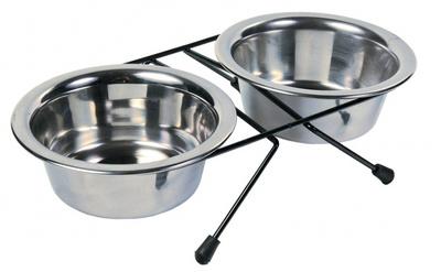 TRIXIE Dwie miski ze stali nierdzewnej ze stojakiem dla psa 2 × 0.45 L