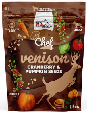 SYTA MICHA sucha karma dla psa Dziczyzna żurawina i pestki dyni 1,5kg