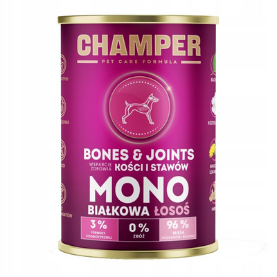 Champer Bones & Joints 400g Monobiałkowa Mokra Karma Dla Psa z Łososiem Wsparcie Zdrowia Kości i Stawów