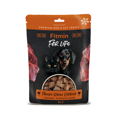 FITMIN Freeze Dried Ostrich - Przysmak Liofilizowany Dla Psów i Kotów (30 g) STRUŚ