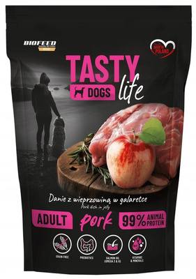 TASTY DOGS LIFE mokra karma dla psa z wieprzowiną w galaretce – saszetka 500 g