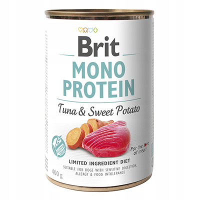 BRIT MONO PROTEIN TUNA & SWEET POTATO 400g – Pełnoporcjowa karma dla psów z wrażliwym przewodem pokarmowym, alergią i nietolerancją pokarmową