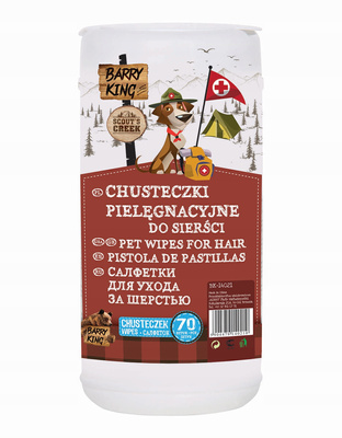 Barry King Chusteczki Pielęgnacyjne do Sierści 70 szt.