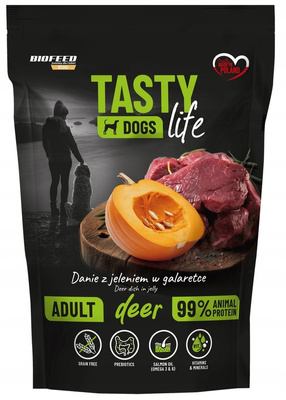 TASTY DOGS LIFE mokra karma dla psa z jeleniem w galaretce – saszetka 500 g