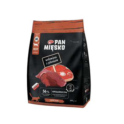 Pan Mięsko Wołowina z jeleniem M 400 g Karma sucha dla kota
