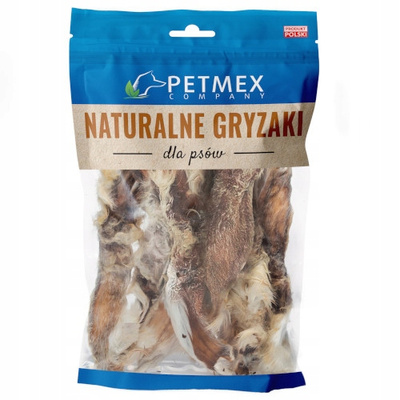 PETMEX Przysmak Naturalny Gryzak Dla Psa – Suszone Ucho Królika z Futrem 100g