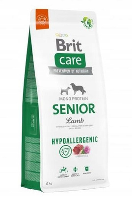 Brit Care Hypoallergenic Senior – Jagnięcina z ryżem 12 kg dla psów starszych (powyżej 7. roku życia)