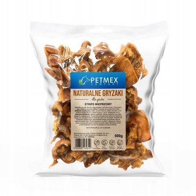 PETMEX Przysmak naturalny gryzak dla psa Strips Wieprzowy Suszony 500g