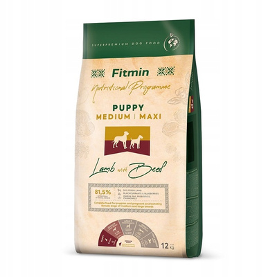 FITMIN Dog Medium Maxi Puppy Lamb Beef 12kg