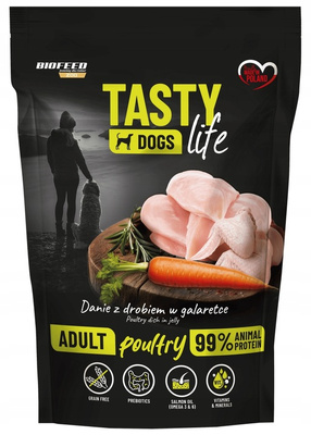 TASTY DOGS LIFE mokra karma dla psa z drobiem w galaretce – saszetka 500 g