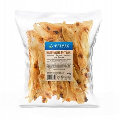 Petmex Uszy Królika 500g – Naturalny Gryzak dla Psa i Kota