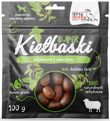 SYTA MICHA Super kiełbaski z jagnięciną i pokrzywą 100g