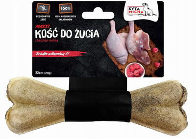 Syta Micha  Kość do żucia z Kaczką i malinami 22cm przysmak dla psa