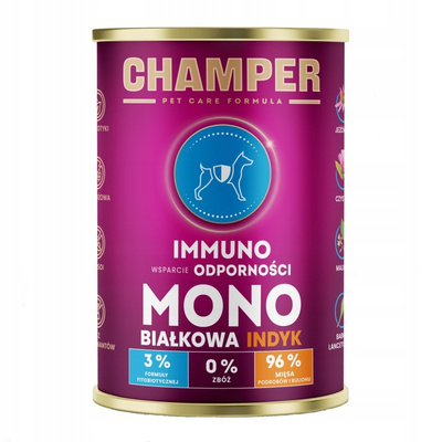 Champer Immuno Monobiałkowa 400g Mokra Karma Dla Psa Z Indykiem Wsparcie Odporności
