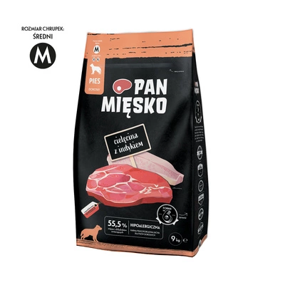 Pan Mięsko Cielęcina z indykiem M 9 kg Karma sucha dla psa 