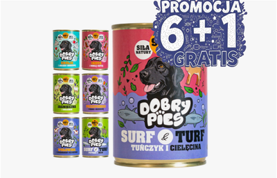 Dobry Pies 7×400 g – mokra karma dla dorosłych psów wszystkich ras Mix smaków 6+1 GRATIS