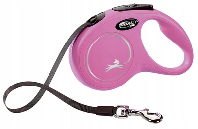FLEXI New Classic Smycz Automatyczna Taśma 5 m, rozmiar S, różowa, do 15 kg