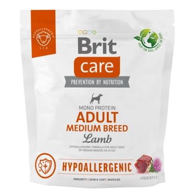 Brit Care Dog Hypoallergenic Adult Medium Breed Lamb 1kg – Hipoalergiczna karma jagnięcina i ryż dla dorosłych psów średnich ras (10 – 25 kg)