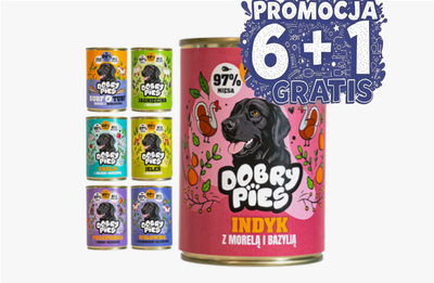 Dobry Pies 7×400 g – mokra karma dla dorosłych psów wszystkich ras Mix smaków 6+1 GRATIS