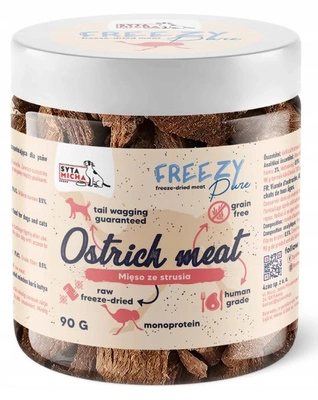 Syta Micha 100% liofilizowane mięso Strusia 90g przysmak dla psa