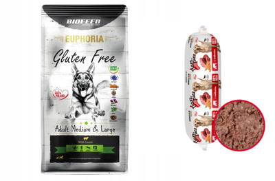 Euphoria Gluten Free Karma dla Psa z Jagnięciną (średnie i duże rasy) 12 kg – Sucha Karma Premium BATON 1 KG GRATIS