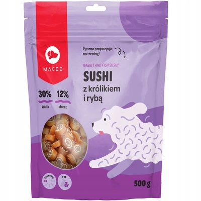 MACED Sushi Królik i Ryba 500g – Pyszna i Zdrowa Przekąska Dla Twojego Psa