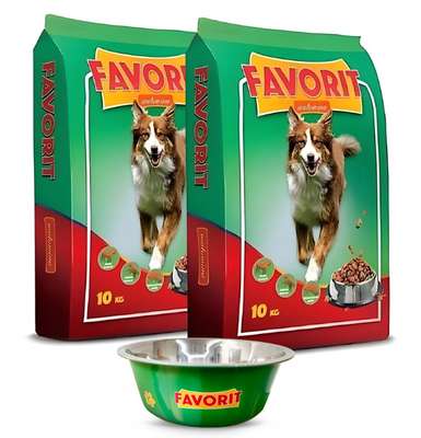 FAVORIT Wołowina 2X10KG – sucha karma dla psów dorosłych wszystkich ras MISKA GRATIS