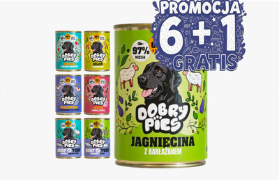 Dobry Pies 7×400 g – mokra karma dla dorosłych psów wszystkich ras Mix smaków 6+1 GRATIS