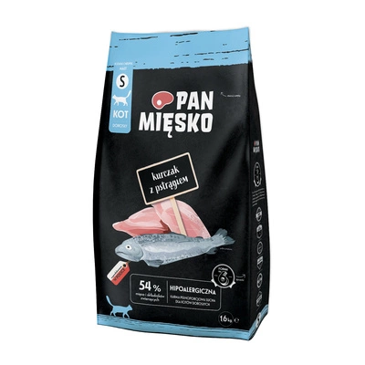Pan Mięsko Kurczak z pstrągiem S 1,6 kg Karma sucha dla kota 