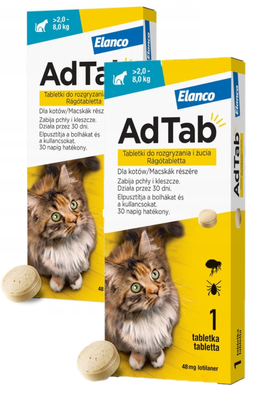 ELANCO AdTab 48mg tabletka na pchły i kleszcze dla kotów >2-8 kg ZESTAW X2