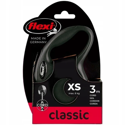 Flexi New Classic XS – Smycz automatyczna na linkę 3 m (czarna)