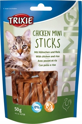 Trixie Premio Mini Sticks Kurczak/Ryż 50 g – Przysmak dla Kota