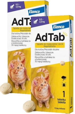 ELANCO AdTab 12mg tabletka na pchły i kleszcze dla kotów 0,5-2 kg ZESTAW X2