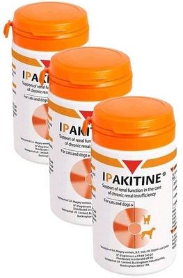 VETOQUINOL Ipakitine 60g Dla Kotów I Psów Dla Poprawy Funkcjonowania Nerek ZESTAW X3