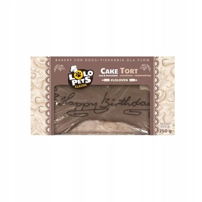 Lolo Pets Tort dla psa Happy Birthday orzechowo-czekoladowy 250 g