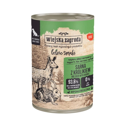 Wiejska Zagroda Leśne Smaki Sarna z królikiem 400 g Karma mokra dla psa 