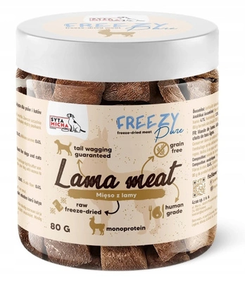 Syta Micha  100% liofilizowane mięso z lamy 80g przysmak dla psa